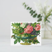 Oude Roze Rozen Tuin Bloem Uitnodiging (Staand voorkant)