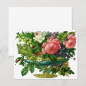 Oude Roze Rozen Tuin Bloem Uitnodiging (Voorkant / Achterkant)