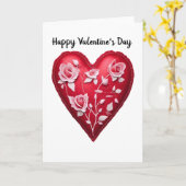 Oude Roze Rozen Valentijnsdag Hart Kaart (Gele Bloem)