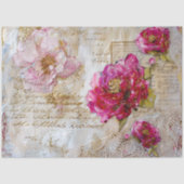 Oude Roze Schrift Decoupage Cadeaupapier Tissuepapier (Voorkant)