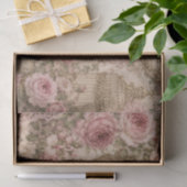 Oude Roze Victoriaanse Rozen Kant en Vlinders Tissuepapier (Geschenk)