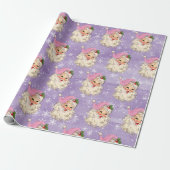 Oude roze waterverf Kerstman Retro Cadeaupapier (Uitgerold)