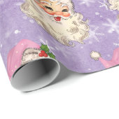 Oude roze waterverf Kerstman Retro Cadeaupapier (Rol Hoek)