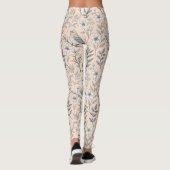 Oude Rozekleurige Zangvogel Wilde Bloem Patroon Leggings (Achterkant)
