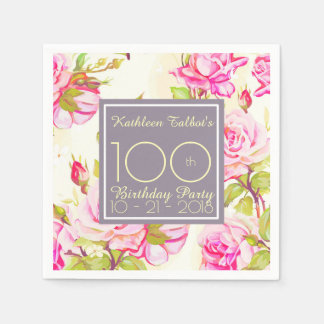 Oude Rozen 100e Verjaardag Party Papier servet