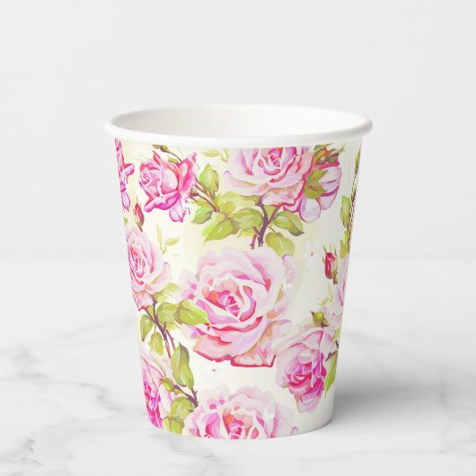 Oude Rozen 100e Verjaardagsfeestje Papier Cup Papieren Bekers (Achterkant)