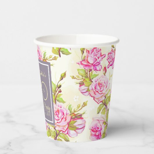 Oude Rozen 100e Verjaardagsfeestje Papier Cup Papieren Bekers (Links)