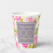 Oude Rozen 100e Verjaardagsfeestje Papier Cup Papieren Bekers (Voorkant)