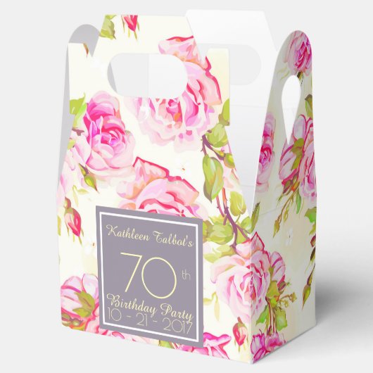 Oude Rozen 70e Verjaardag Dank u Favor Box Bedankdoosjes (Geopend)