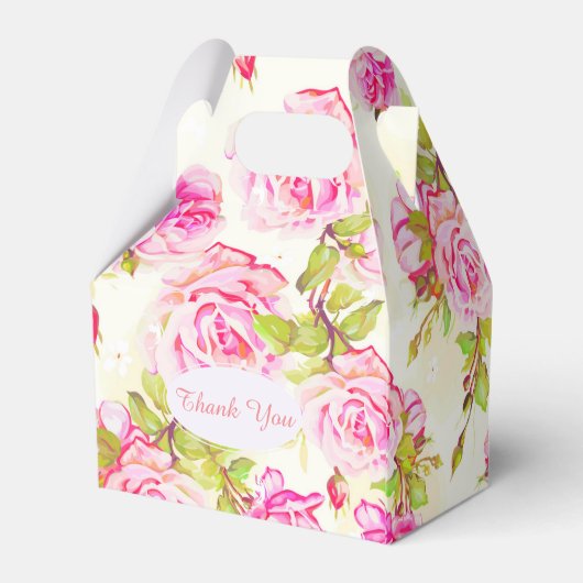 Oude Rozen 80e Verjaardag Dank u Favor Box Bedankdoosjes (Achterkant)