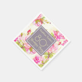 Oude Rozen 80ste Verjaardag Party Papier servet (Hoek)