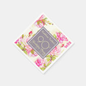 Oude Rozen 90ste Verjaardag Party Papier servet (Hoek)