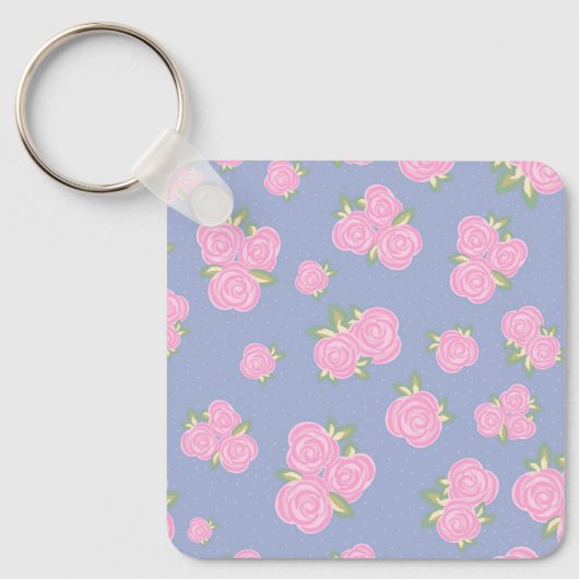 Oude rozen bloempatroon sleutelhanger (Voorkant)