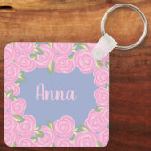 Oude rozen bloempatroon sleutelhanger (Achterkant)