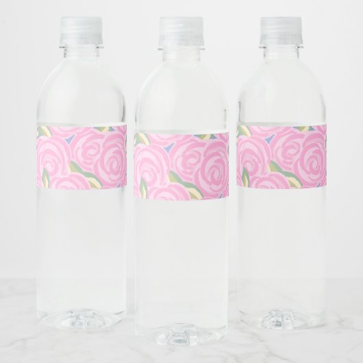 Oude rozen bloempatroon waterfles etiket (Flessen)