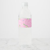 Oude rozen bloempatroon waterfles etiket (Voorkant)