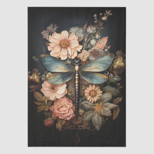Oude Rozen en Libelle Decoupage Tissuepapier (Voorkant)