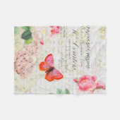Oude rozen en vlinder fleece deken (Voorkant (Horizontaal))