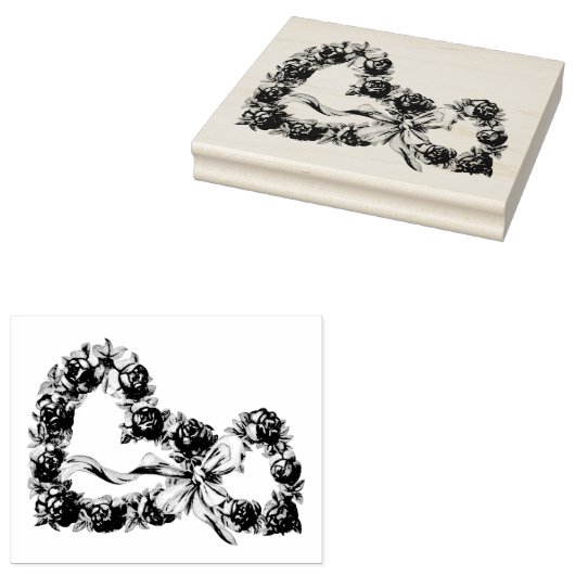 Oude rozen harten bloemenkrans Mooie trouw Rubberstempel (Gestempeld)