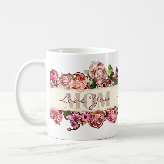 Oude Rozen houden van jou Mama Moederdag cadeau Koffiemok (Links)