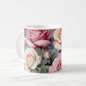 Oude rozen koffiemok (Voorkant links)