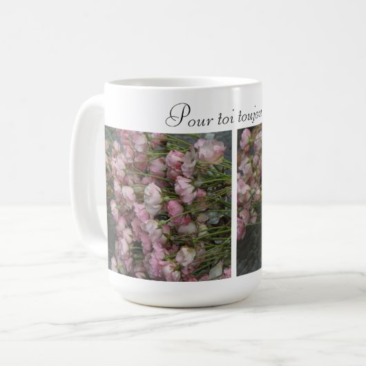 Oude rozen koffiemok (Voorkant links)