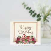 Oude rozen, lelietje-van-dalen Gefeliciteerd met j Briefkaart (Staand voorkant)