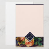 Oude rozen Monogram Briefpapier (Voorkant / Achterkant)