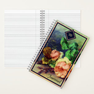 Oude rozen monogram journaal notitieboek