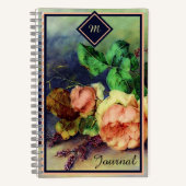Oude rozen monogram journaal notitieboek (Voorkant)