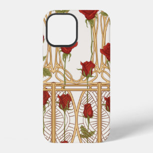 Oude rozen naadloos patroon, achtergrond in art iPhone 12 hoesje