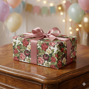 Oude rozen op witte decoupage of cadeau cadeaupapier