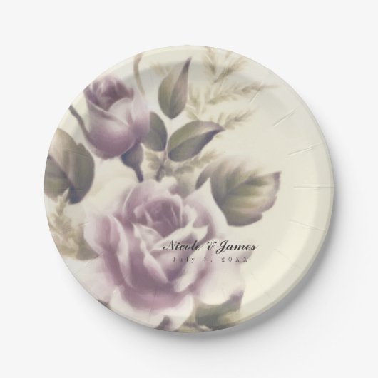 Oude Rozen Oude Glamour Aangepaste Elegante Feest Papieren Bordje (Voorkant)