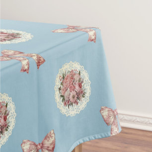 Oude Rozen Toile Strikken Antiek Blauwe Tafelkleed
