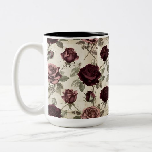 Oude Rozen Tweekleurige Koffiemok (Links)