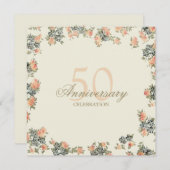 Oude rozen - uitnodiging voor trouwjubileum (Voorkant / Achterkant)