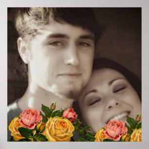 Oude Rozen Uw Foto Trouwposter Poster