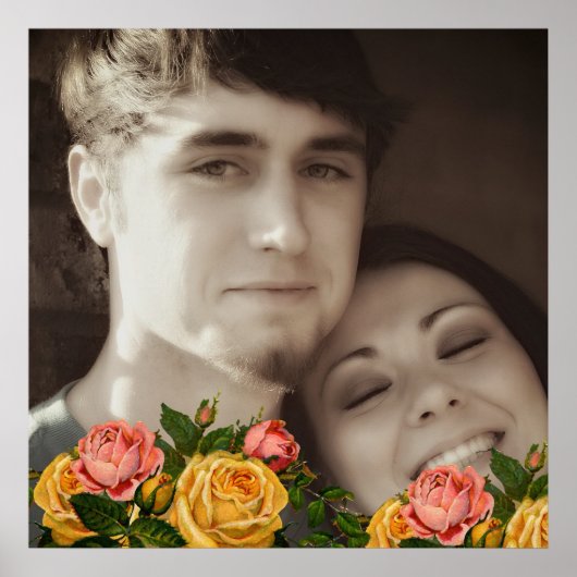 Oude Rozen Uw Foto Trouwposter Poster (Voorkant)
