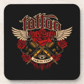 Oude Rozen van de Tattoo van de School subcultuur  Bier Onderzetter (Voorkant)