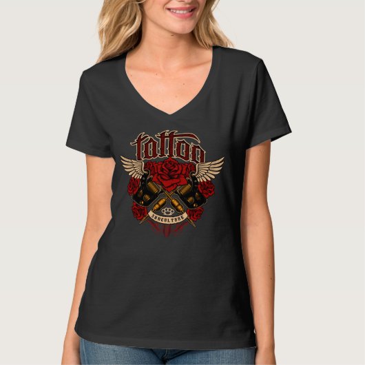Oude Rozen van de Tattoo van de School subcultuur  T-shirt (Voorkant)