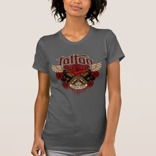 Oude Rozen van de Tattoo van de School subcultuur  T-shirt (Voorkant)