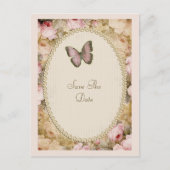 Oude Rozen Vlinder, Muzieknoten Save The Date Briefkaart (Voorkant)