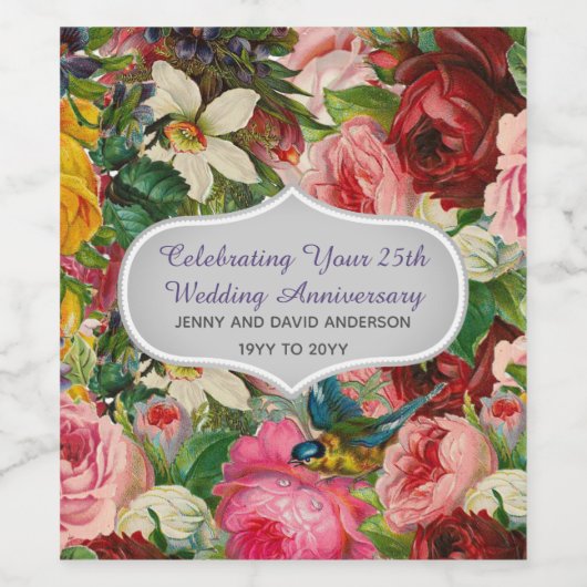 Oude Rozen Wijnlabel TEKST BEWERKEN zoals gewenst Wijn Etiket (Enkel label)