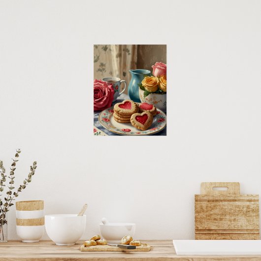Oude rozenposter poster (Keuken)