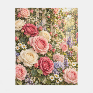 Oude rozentuin fleece deken