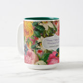 Oude Rozentuin Moederdag Cadeau - TEKST WIJZIGEN Tweekleurige Koffiemok (Voorkant links)