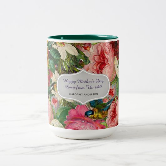 Oude Rozentuin Moederdag Cadeau - TEKST WIJZIGEN Tweekleurige Koffiemok (Center)