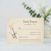 Oude  RSVP-bruiloft RSVP Kaartje (Staand voorkant)