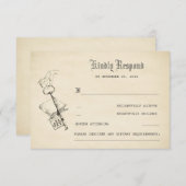 Oude  RSVP-bruiloft RSVP Kaartje (Voorkant / Achterkant)