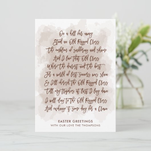 Oude Rugged Cross teksten Elegant Script Pasen Feestdagenkaart (Staand voorkant)